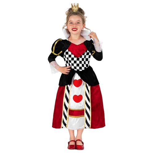 Fun Shack Herzkönigin Kostüm Kinder, Faschingskostüm Herzkönigin, Herzkönigin Alice Kostüm Kinder, Herzkönigin Kostüm Mädchen, Verkleidung Mädchen, Karneval Kinder Kostüme - M von Fun Shack