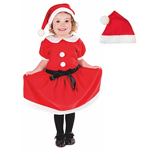 Fun Shack Rotes Weihnachtskostüm für Kleinkinder, Weihnachtsmann Kleid Mädchen, Weihnachtself Verkleidung - L von Fun Shack
