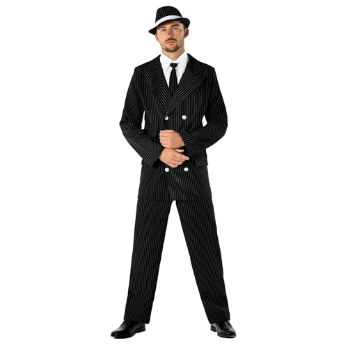 Fun Shack Schwarzes Gangster Kostüm, 20er Anzug Herren Kostüm, 20er Jahre Herren, Kostüm Mafia, 20er Jahre Outfit, Herren Anzug - Größe XL von Fun Shack