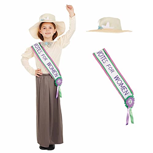 Fun Shack Suffragette Kostüm Mädchen, Viktorianisches Kostüm Kinder Mädchen, Viktorianische Frauenrechtlerin, Karnevalskostüm Mädchen - M von Fun Shack