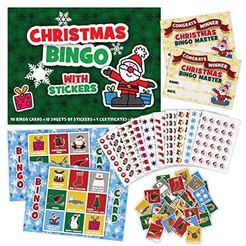 Weihnachts-Bingo-Partyspiel für Kinder und Erwachsene – Premium-Qualität, Weihnachts-Bingo-Anrufkarten, vorgeschnitten für bis zu 40 Spiele – Strumpffüller, Partyzubehör, Familien-Weihnachtsaktivität Weihnachts-Bingo-Partyspiel für Kinder und Erwachsene – Premium-Qualität, Weihnachts-Bingo-Anrufkarten, vorgeschnitten für bis zu 40 Spiele – Strumpffüller, Partyzubehör, Familien-Weihnachtsaktivität von Fun Stickers