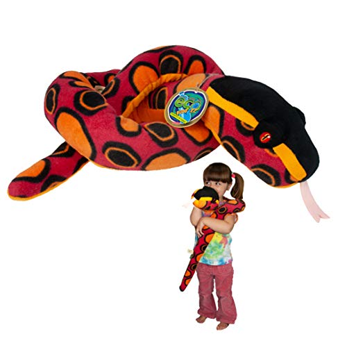 EcoBuddiez Sssnakes - Regenbogen Boa von Deluxebase. 140cm Plüschtier. Weicher und kuschelig Plüsch aus recycelten Plastikflaschen. Perfektes umweltfreundliches kuschelig Geschenk für Kinder. von EcoBuddiez