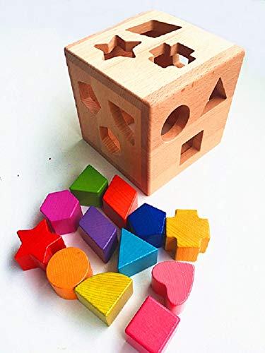 Fun World Toys Holzspielzeug 12 Stück Formsortierwürfel Baby – hochwertiges Holzspielzeug für die frühe Entwicklung von Fun World Toys