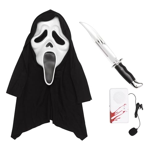Fun World Ghost Face Slayer Kit Maske mit Kapuze, Handschuhe, Buck Messer, Sprachwechsel, Weich-PVC 1/2 Maske, schwarz, Einheitsgröße Fun World Ghost Face Slayer Kit Maske mit Kapuze, Handschuhe, Buck Messer, Sprachwechsel, Weich-PVC 1/2 Maske, schwarz, Einheitsgröße von Fun World