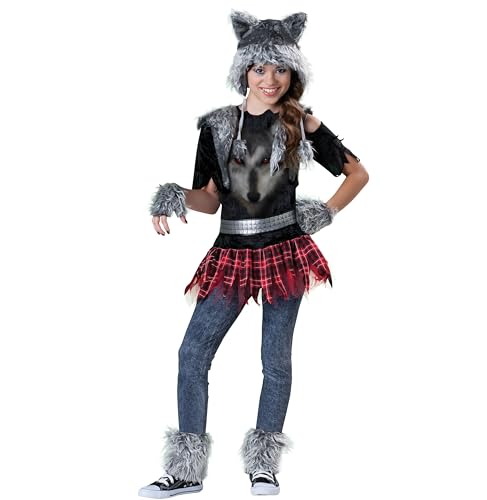 Fun World InCharacter Costumes Tween Wear Wolf Kostüm, Grau/Schwarz/Rot, Größe L von Fun World