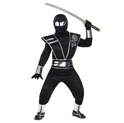 fancy dress warehouse Kinderkostüm für Jungen, Silber, verspiegelt, Ninja, orientalisch, für Kinder fancy dress warehouse Kinderkostüm für Jungen, Silber, verspiegelt, Ninja, orientalisch, für Kinder von Fun World
