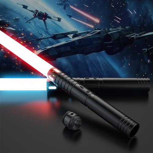 Laserschwert Kinder, RGB 15 Farben 2 in 1 Lichtschwert, Duell Lightsaber mit 4 Modi und Sounds, USB-C Wiederaufladbar FX Lichtschwert Spielzeug für Kinder und Erwachsene Halloween Cosplay(74CM 2PC) von FunGeneTEC