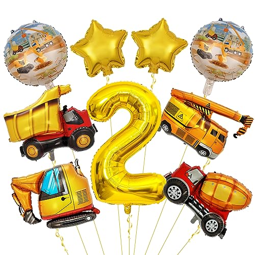 2. Geburtstag Junge, Baustellen Geburtstagdeko Junge 2 Jahre, Bagger Deko Kindergeburtstag 2, Baustelle Geburtstag Deko für Luftballon Traktor Deko Kindergeburtstag von FunHot