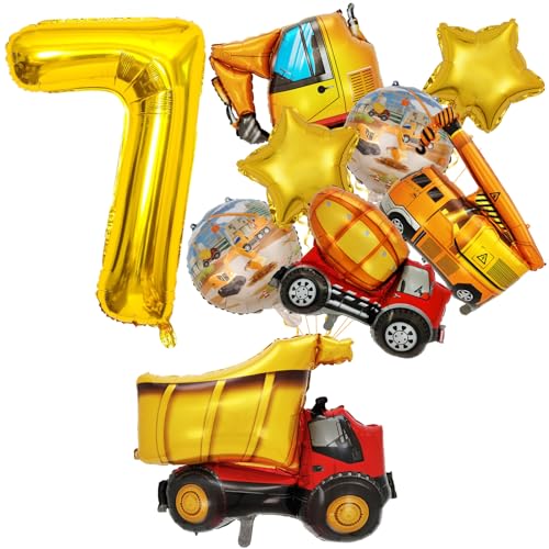 Geburtstagsdeko Jungen 7 Jahre, Deko 7. Geburtstag Junge, Geburtstagdeko Junge 7 Jahre, Bagger Deko Kindergeburtstag 7, Baustelle Geburtstag Deko für Luftballon Traktor Deko Kindergeburtstag von FunHot