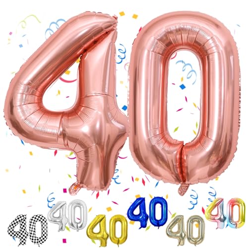 Luftballon 40 Geburtstag, 40" Rosegold Zahlen Luftballon, Roségold Folienballon 40, Geburtstag Zahlen Luftballon 40 jahre für Mädchen Babyparty Geburtstagsdeko Jubiläumsparty Dekoration von FunHot