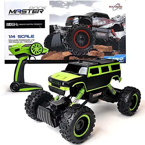 FunTomia Maximum RC Ferngesteuertes Auto für Kinder - 4WD Monstertruck - XL RC Auto für Kinder ab 5 Jahren - Rock Crawler (Farbe: grün) von FunTomia