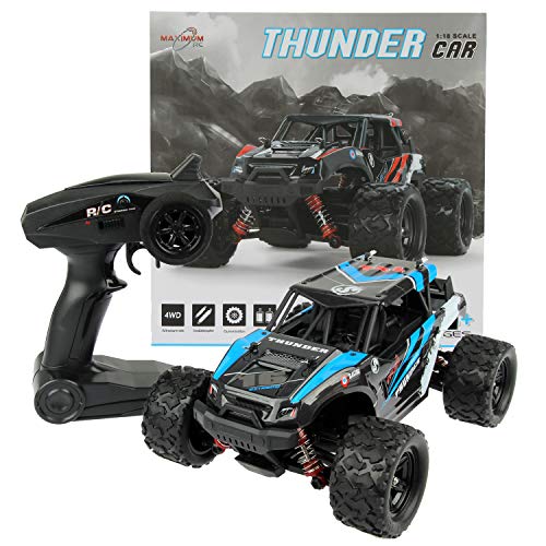 Maximum RC Monster Truck - 4WD Thunder Car 36km/h ferngesteuertes Auto - Ersatzteile (1x Monster Truck/Thunder Car blau) von FunTomia