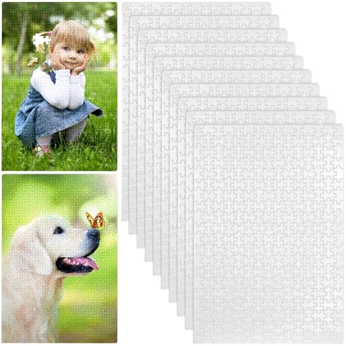 10 leere, weiße Puzzles für Sublimation, 10,2 × 15, 300-teilige Wärmeübertragungs-Puzzles, DIY-Puzzle-Sets für personalisierte Bastelarbeiten und Geschenke von Funabridge