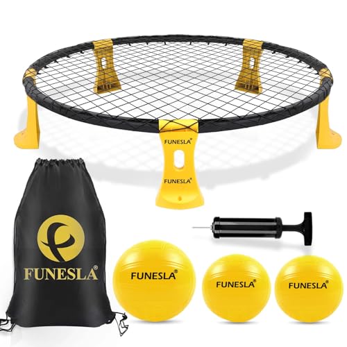 Funeslaball Outdoor Spieleset, Roundnet Spieleset, Outdoor Team Ballspiel bestehend aus Spielnetz, 3 Bällen, Kordelzug, Ballpumpe und Handbuch Funeslaball Outdoor Spieleset, Roundnet Spieleset, Outdoor Team Ballspiel bestehend aus Spielnetz, 3 Bällen, Kordelzug, Ballpumpe und Handbuch von Funesla