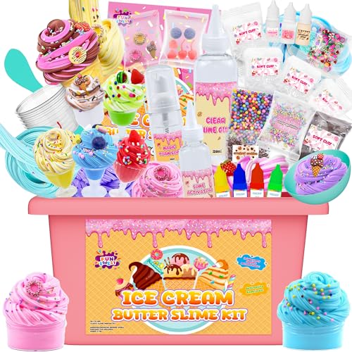 Mini Schleim Set Zum Selber Machen für Kinder 8-12 Jahre, DIY Eiscreme Slime Kit mit 30+ Teilen, Fluffiger Butter Slime, Vanille & Schokolade Duft, Sicher & Kreativ, Geschenkidee für Geburtstag,Ostern Mini Schleim Set Zum Selber Machen für Kinder 8-12 Jahre, DIY Eiscreme Slime Kit mit 30+ Teilen, Fluffiger Butter Slime, Vanille & Schokolade Duft, Sicher & Kreativ, Geschenkidee für Geburtstag,Ostern von Funewest