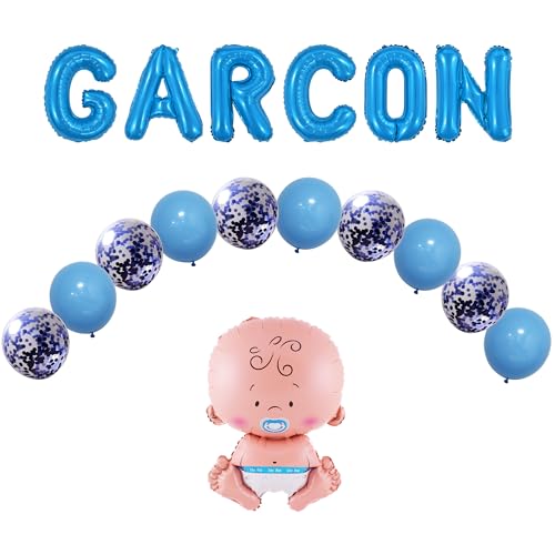 Baby Shower Deko Junge - Pack 16 Teile: Buchstaben JUNG, Baby, blaue Latexballons & Konfetti - Marke Funfest Baby Shower Deko Junge - Pack 16 Teile: Buchstaben JUNG, Baby, blaue Latexballons & Konfetti - Marke Funfest von Funfest