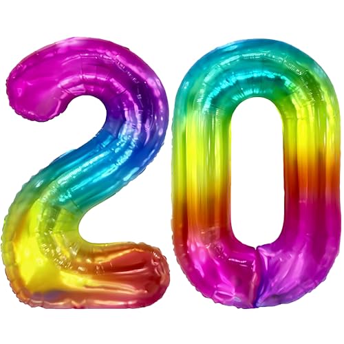 FUNFEST 100 cm Regenbogen-Luftballons zum 20. Geburtstag – Geburtstagsballon-Dekoration – inklusive XL-Ballon zum 20. Geburtstag und Strohhalm – Fliegen mit Helium FUNFEST 100 cm Regenbogen-Luftballons zum 20. Geburtstag – Geburtstagsballon-Dekoration – inklusive XL-Ballon zum 20. Geburtstag und Strohhalm – Fliegen mit Helium von Funfest