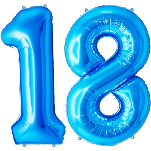 FUNFEST 100 cm blaue Luftballons zum 18. Geburtstag – Geburtstagsballon-Dekoration – inklusive XL-Ballon zum 18. Geburtstag und Strohhalm – Fliegen mit Helium FUNFEST 100 cm blaue Luftballons zum 18. Geburtstag – Geburtstagsballon-Dekoration – inklusive XL-Ballon zum 18. Geburtstag und Strohhalm – Fliegen mit Helium von Funfest