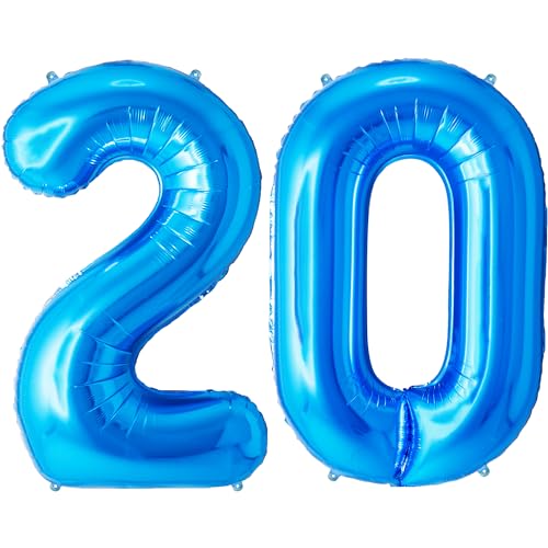 FUNFEST 100 cm blaue Luftballons zum 20. Geburtstag – Geburtstagsballon-Dekoration – inklusive XL-Ballon zum 20. Geburtstag und Strohhalm – Heliumfliegen FUNFEST 100 cm blaue Luftballons zum 20. Geburtstag – Geburtstagsballon-Dekoration – inklusive XL-Ballon zum 20. Geburtstag und Strohhalm – Heliumfliegen von Funfest