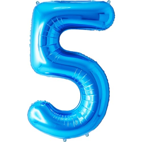 FUNFEST 100 cm blaue Luftballons zum 5. Geburtstag – Geburtstagsballon-Dekoration – inklusive XL-Ballon zum 5. Geburtstag und Strohhalm – Fliegen mit Helium FUNFEST 100 cm blaue Luftballons zum 5. Geburtstag – Geburtstagsballon-Dekoration – inklusive XL-Ballon zum 5. Geburtstag und Strohhalm – Fliegen mit Helium von Funfest