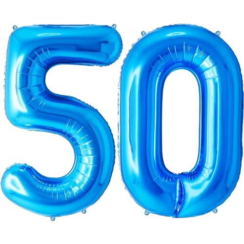 FUNFEST 100 cm blaue Luftballons zum 50. Geburtstag – Geburtstagsballon-Dekoration – inklusive XL-Ballon zum 50. Geburtstag und Strohhalm – Heliumfliegen FUNFEST 100 cm blaue Luftballons zum 50. Geburtstag – Geburtstagsballon-Dekoration – inklusive XL-Ballon zum 50. Geburtstag und Strohhalm – Heliumfliegen von Funfest
