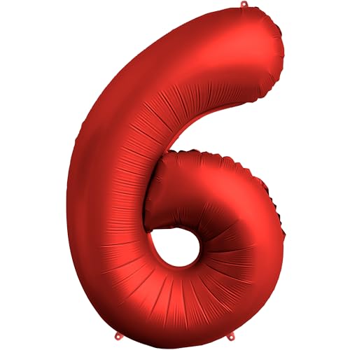 FUNFEST 100 cm chromrote Luftballons zum 6. Geburtstag – Geburtstagsballon-Dekoration – inklusive XL-Ballon zum 6. Geburtstag und Strohhalm – Fliegen mit Helium FUNFEST 100 cm chromrote Luftballons zum 6. Geburtstag – Geburtstagsballon-Dekoration – inklusive XL-Ballon zum 6. Geburtstag und Strohhalm – Fliegen mit Helium von Funfest