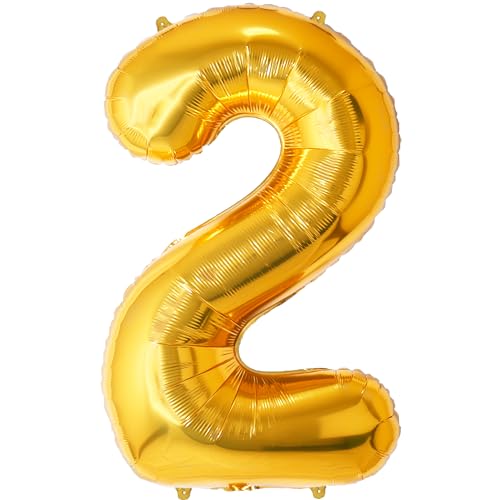 FUNFEST 100 cm goldene Luftballons zum 2. Geburtstag – Geburtstagsballon-Dekoration – inklusive XL-Ballon zum 2. Geburtstag und Strohhalm – Fliegen mit Helium FUNFEST 100 cm goldene Luftballons zum 2. Geburtstag – Geburtstagsballon-Dekoration – inklusive XL-Ballon zum 2. Geburtstag und Strohhalm – Fliegen mit Helium von Funfest