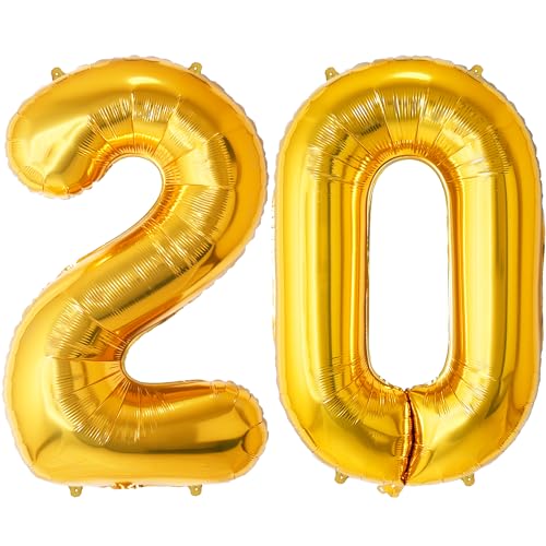 FUNFEST 100 cm goldene Luftballons zum 20. Geburtstag – Geburtstagsballon-Dekoration – inklusive XL-Ballon zum 20. Geburtstag und Strohhalm – Heliumfliegen FUNFEST 100 cm goldene Luftballons zum 20. Geburtstag – Geburtstagsballon-Dekoration – inklusive XL-Ballon zum 20. Geburtstag und Strohhalm – Heliumfliegen von Funfest