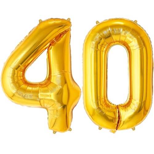 FUNFEST 100 cm goldene Luftballons zum 40. Geburtstag – Geburtstagsballon-Dekoration – inklusive XL-Ballon zum 40. Geburtstag und Strohhalm – Fliegen mit Helium FUNFEST 100 cm goldene Luftballons zum 40. Geburtstag – Geburtstagsballon-Dekoration – inklusive XL-Ballon zum 40. Geburtstag und Strohhalm – Fliegen mit Helium von Funfest