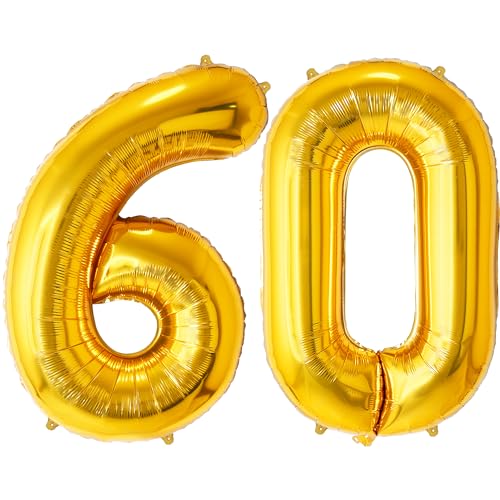 FUNFEST 100 cm goldene Luftballons zum 60. Geburtstag – Geburtstagsballon-Dekoration – inklusive XL-Ballon zum 60. Geburtstag und Strohhalm – Fliegen mit Helium FUNFEST 100 cm goldene Luftballons zum 60. Geburtstag – Geburtstagsballon-Dekoration – inklusive XL-Ballon zum 60. Geburtstag und Strohhalm – Fliegen mit Helium von Funfest
