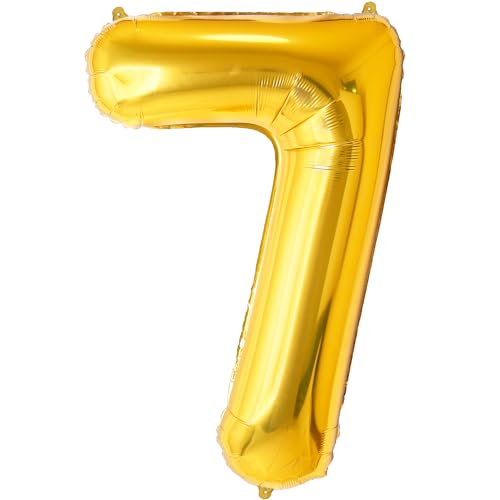FUNFEST 100 cm goldene Luftballons zum 7. Geburtstag – Geburtstagsballon-Dekoration – inklusive XL-Ballon zum 7. Geburtstag und Strohhalm – fliegen Sie mit Helium FUNFEST 100 cm goldene Luftballons zum 7. Geburtstag – Geburtstagsballon-Dekoration – inklusive XL-Ballon zum 7. Geburtstag und Strohhalm – fliegen Sie mit Helium von Funfest