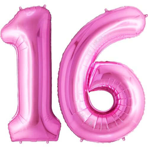 FUNFEST 100 cm rosa Luftballons zum 16. Geburtstag – Geburtstagsballon-Dekoration – inklusive XL-Ballon zum 16. Geburtstag und Strohhalm – Heliumfliegen FUNFEST 100 cm rosa Luftballons zum 16. Geburtstag – Geburtstagsballon-Dekoration – inklusive XL-Ballon zum 16. Geburtstag und Strohhalm – Heliumfliegen von Funfest