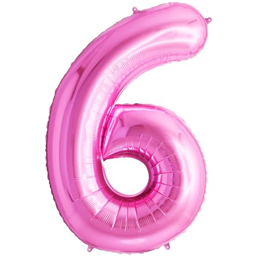 FUNFEST 100 cm rosa Luftballons zum 6. Geburtstag – Geburtstagsballon-Dekoration – inklusive XL-Ballon zum 6. Geburtstag und Strohhalm – fliegen Sie mit Helium FUNFEST 100 cm rosa Luftballons zum 6. Geburtstag – Geburtstagsballon-Dekoration – inklusive XL-Ballon zum 6. Geburtstag und Strohhalm – fliegen Sie mit Helium von Funfest