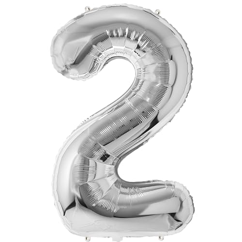 FUNFEST 2 Jahre Geburtstagsballons, silberfarben, 100 cm – Geburtstagsballon-Dekoration – inklusive 2 Jahre altem XL-Ballon und Strohhalm – Fliegen mit Helium FUNFEST 2 Jahre Geburtstagsballons, silberfarben, 100 cm – Geburtstagsballon-Dekoration – inklusive 2 Jahre altem XL-Ballon und Strohhalm – Fliegen mit Helium von Funfest