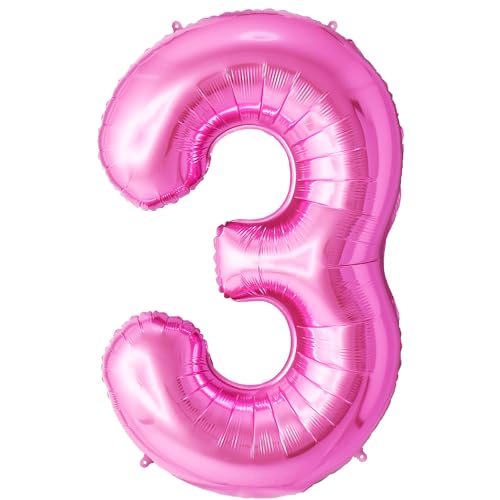 FUNFEST 3 Jahre Geburtstagsballons rosa 100 cm – Geburtstagsballon-Dekoration – inklusive 3 Jahre altem XL-Ballon und Strohhalm – Fliegen mit Helium FUNFEST 3 Jahre Geburtstagsballons rosa 100 cm – Geburtstagsballon-Dekoration – inklusive 3 Jahre altem XL-Ballon und Strohhalm – Fliegen mit Helium von Funfest