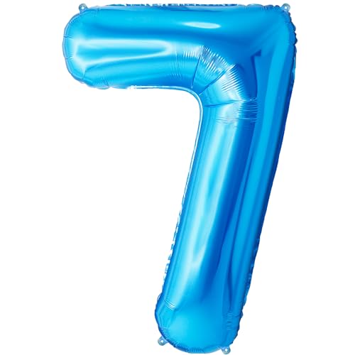 FUNFEST 7 Jahre Geburtstagsballons, blaue Farbe, 100 cm – Geburtstagsballon-Dekoration – inklusive 7 Jahre XL-Ballon und Strohhalm – Fliegen mit Helium FUNFEST 7 Jahre Geburtstagsballons, blaue Farbe, 100 cm – Geburtstagsballon-Dekoration – inklusive 7 Jahre XL-Ballon und Strohhalm – Fliegen mit Helium von Funfest