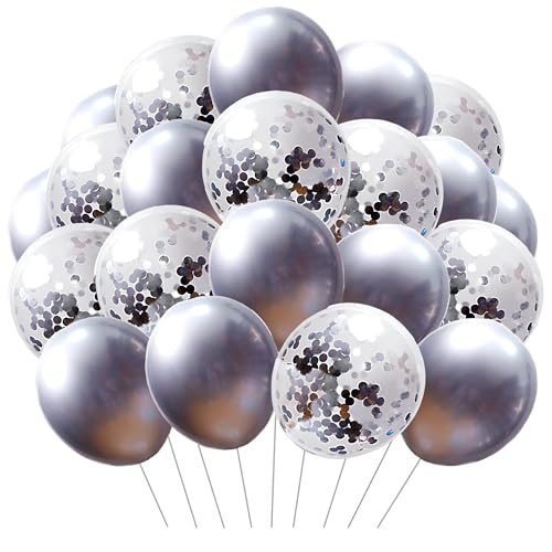 Funfest Luftballons Silber und Pailletten Silber – Packung mit 36 Luftballons à 30 cm Farbe Silber – Dekoration Ballon Silber und Pailletten – Fliegen mit Helium – Hochwertiger Ballon Funfest Luftballons Silber und Pailletten Silber – Packung mit 36 Luftballons à 30 cm Farbe Silber – Dekoration Ballon Silber und Pailletten – Fliegen mit Helium – Hochwertiger Ballon von Funfest