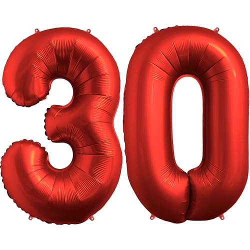 FUNFEST Luftballons zum 30. Geburtstag, Farbe Chromrot, 100 cm – Geburtstagsballon-Dekoration – inklusive XL-Ballon zum 30. Geburtstag und Strohhalm – fliegen mit Helium – Ballon in Premium-Qualität FUNFEST Luftballons zum 30. Geburtstag, Farbe Chromrot, 100 cm – Geburtstagsballon-Dekoration – inklusive XL-Ballon zum 30. Geburtstag und Strohhalm – fliegen mit Helium – Ballon in Premium-Qualität von Funfest