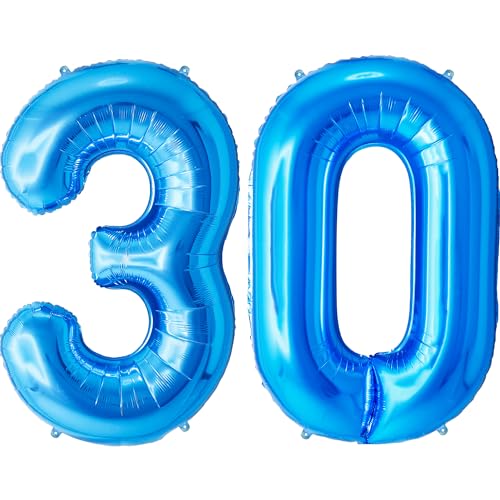 FUNFEST Luftballons zum 30. Geburtstag, blaue Farbe, 100 cm – Geburtstagsballon-Dekoration – inklusive XL-Ballon zum 30. Geburtstag und Strohhalm – Fliegen mit Helium FUNFEST Luftballons zum 30. Geburtstag, blaue Farbe, 100 cm – Geburtstagsballon-Dekoration – inklusive XL-Ballon zum 30. Geburtstag und Strohhalm – Fliegen mit Helium von Funfest