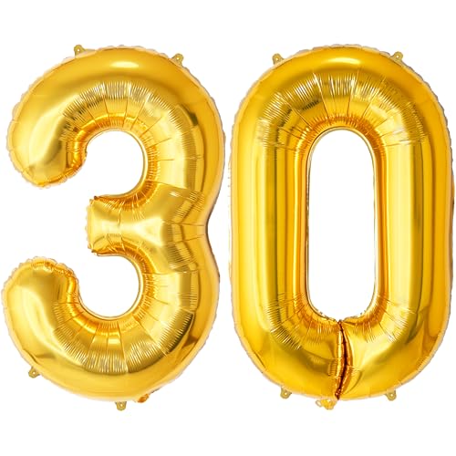 FUNFEST Luftballons zum 30. Geburtstag, goldfarben, 100 cm – Geburtstagsballon-Dekoration – inklusive XL-Ballon zum 30. Geburtstag und Strohhalm – Fliegen mit Helium FUNFEST Luftballons zum 30. Geburtstag, goldfarben, 100 cm – Geburtstagsballon-Dekoration – inklusive XL-Ballon zum 30. Geburtstag und Strohhalm – Fliegen mit Helium von Funfest