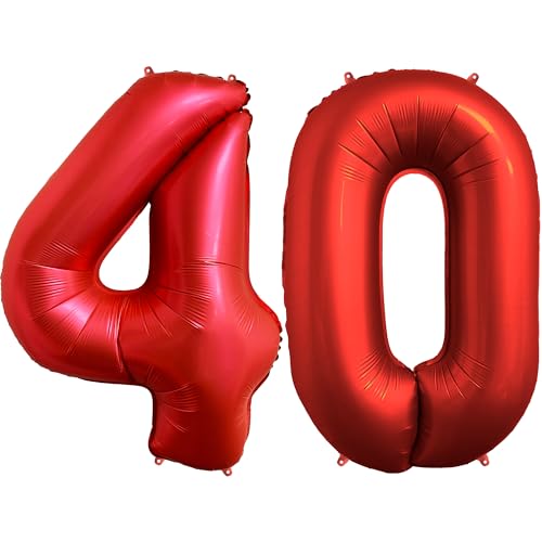 FUNFEST Luftballons zum 40. Geburtstag, Farbe Chromrot, 100 cm – Geburtstagsballon-Dekoration – inklusive XL-Ballon zum 40. Geburtstag und Strohhalm – Fliegen mit Helium – Ballon in Premium-Qualität FUNFEST Luftballons zum 40. Geburtstag, Farbe Chromrot, 100 cm – Geburtstagsballon-Dekoration – inklusive XL-Ballon zum 40. Geburtstag und Strohhalm – Fliegen mit Helium – Ballon in Premium-Qualität von Funfest