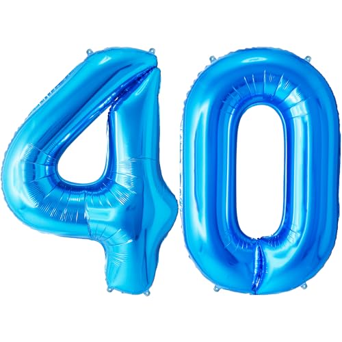 FUNFEST Luftballons zum 40. Geburtstag, blaue Farbe, 100 cm – Geburtstagsballon-Dekoration – inklusive XL-Ballon zum 40. Geburtstag und Strohhalm – Fliegen mit Helium FUNFEST Luftballons zum 40. Geburtstag, blaue Farbe, 100 cm – Geburtstagsballon-Dekoration – inklusive XL-Ballon zum 40. Geburtstag und Strohhalm – Fliegen mit Helium von Funfest