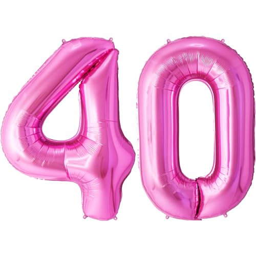 FUNFEST Luftballons zum 40. Geburtstag, rosa Farbe, 100 cm – Geburtstagsballon-Dekoration – inklusive XL-Ballon zum 40. Geburtstag und Strohhalm – Fliegen mit Helium FUNFEST Luftballons zum 40. Geburtstag, rosa Farbe, 100 cm – Geburtstagsballon-Dekoration – inklusive XL-Ballon zum 40. Geburtstag und Strohhalm – Fliegen mit Helium von Funfest