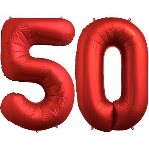 FUNFEST Luftballons zum 50. Geburtstag, Farbe Chromrot, 100 cm – Geburtstagsballon-Dekoration – inklusive XL-Ballon zum 50. Geburtstag und Strohhalm – fliegen mit Helium – Ballon in Premium-Qualität FUNFEST Luftballons zum 50. Geburtstag, Farbe Chromrot, 100 cm – Geburtstagsballon-Dekoration – inklusive XL-Ballon zum 50. Geburtstag und Strohhalm – fliegen mit Helium – Ballon in Premium-Qualität von Funfest