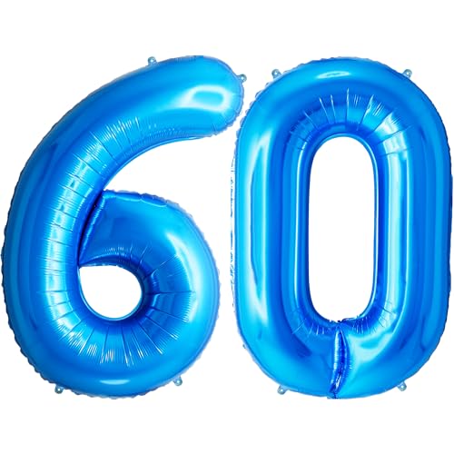 FUNFEST Luftballons zum 60. Geburtstag, blaue Farbe, 100 cm – Geburtstagsballon-Dekoration – inklusive XL-Ballon zum 60. Geburtstag und Strohhalm – Fliegen mit Helium FUNFEST Luftballons zum 60. Geburtstag, blaue Farbe, 100 cm – Geburtstagsballon-Dekoration – inklusive XL-Ballon zum 60. Geburtstag und Strohhalm – Fliegen mit Helium von Funfest