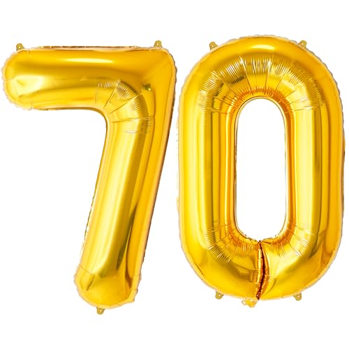 FUNFEST Luftballons zum 70. Geburtstag, goldfarben, 100 cm – Dekoration Ballon zum Geburtstag – inklusive Ballon 70 Jahre XL & Strohhalm – fliegt mit Helium – hochwertiger Ballon FUNFEST Luftballons zum 70. Geburtstag, goldfarben, 100 cm – Dekoration Ballon zum Geburtstag – inklusive Ballon 70 Jahre XL & Strohhalm – fliegt mit Helium – hochwertiger Ballon von Funfest