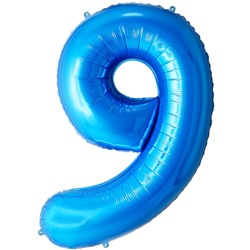 FUNFEST Luftballons zum 9-jährigen Geburtstag, blaue Farbe, 100 cm – Geburtstagsballon-Dekoration – inklusive 9-jährigem XL-Ballon und Strohhalm – Fliegen mit Helium FUNFEST Luftballons zum 9-jährigen Geburtstag, blaue Farbe, 100 cm – Geburtstagsballon-Dekoration – inklusive 9-jährigem XL-Ballon und Strohhalm – Fliegen mit Helium von Funfest