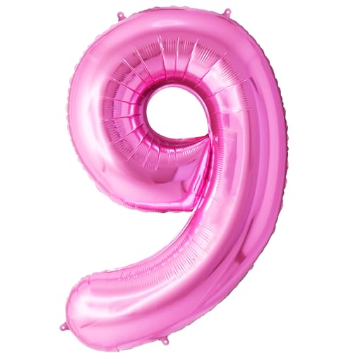 FUNFEST Luftballons zum 9. Geburtstag, rosa, 100 cm – Geburtstagsballon-Dekoration – inklusive XL-Ballon zum 9. Geburtstag und Strohhalm – Fliegen mit Helium FUNFEST Luftballons zum 9. Geburtstag, rosa, 100 cm – Geburtstagsballon-Dekoration – inklusive XL-Ballon zum 9. Geburtstag und Strohhalm – Fliegen mit Helium von Funfest