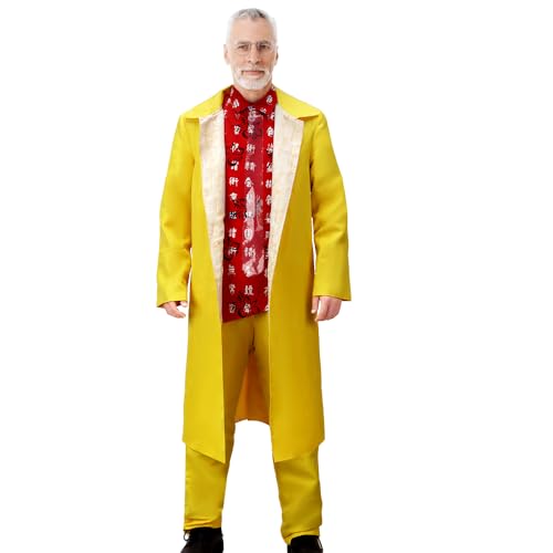 Funhoo Emmett Brown Kostüm Rotes Hawaihemd Gelbe Jacke Mantel Hose Outfit Halloween Cosplay Filmfigur Rollenspiel für Herren Erwachsene (M) von Funhoo