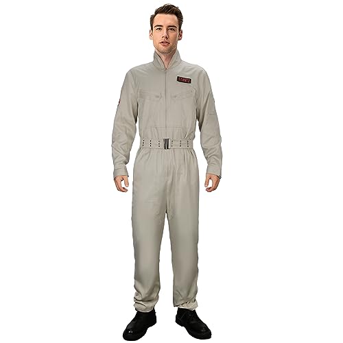 Funhoo Herren Geisterjagd Kostüm Ghost Buster Overalls Halloween Cosplay Afterlife Jumpsuit für Erwachsene Party Outfit (S) von Funhoo